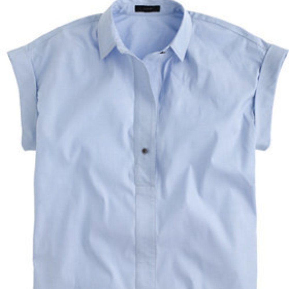 J.Crew Short Sleeve Popover Shirt in Blue - 0